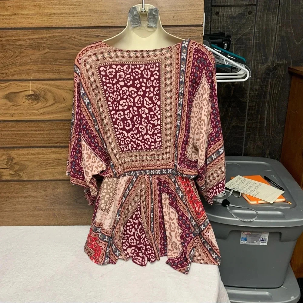 Andree By Unit Small Muted Multicolored Top Flowy… - image 3